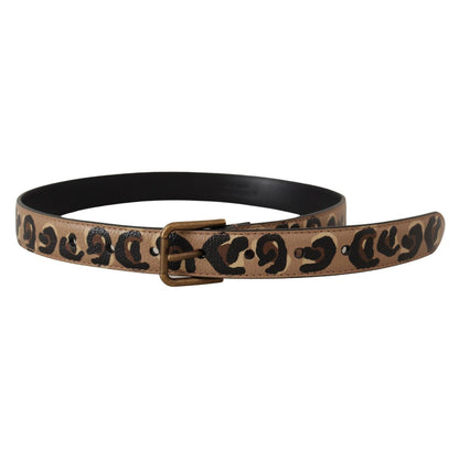 Dolce & Gabbana Brown Leopard Print Vintage Metal Waist Buckle Belt