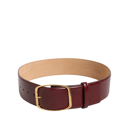 Dolce & Gabbana Burgundy Leather Gold Metal Buckle Women Belt