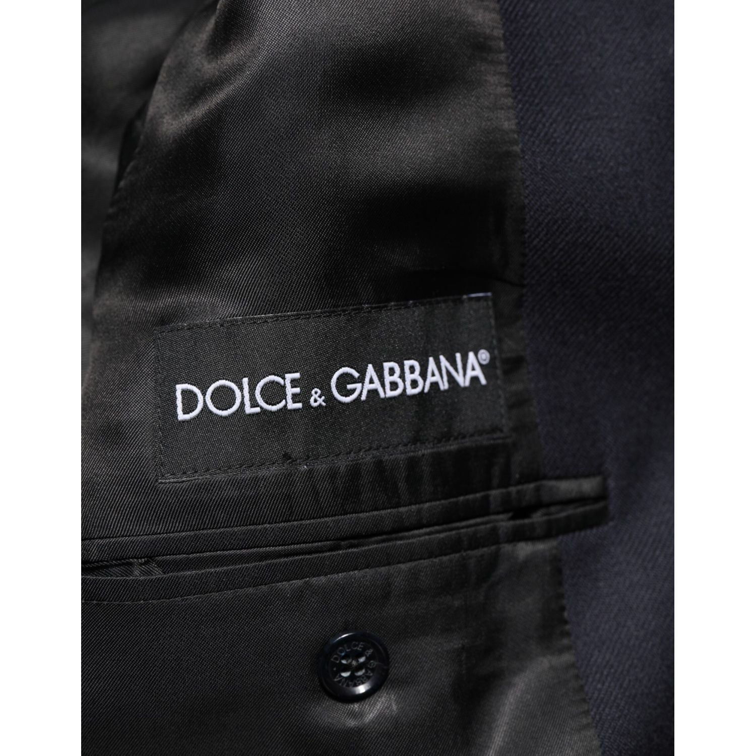 Dolce & Gabbana Dark Blue Wool Men Jacket Coat Blazer Suit