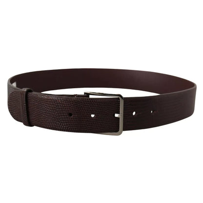 Dolce & Gabbana Dark Brown Calf Leather Silver Logo Metal Buckle Belt
