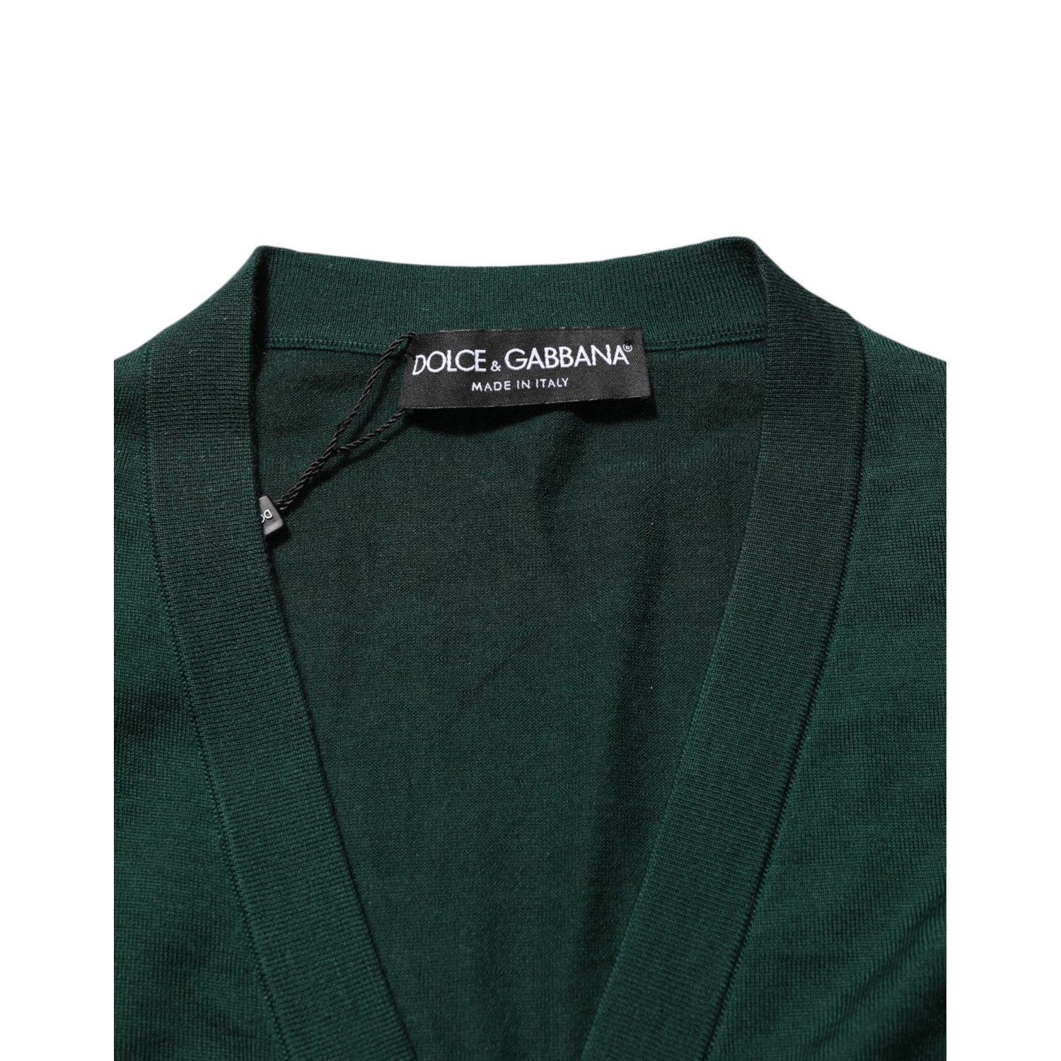 Dolce & Gabbana Dark Green Button Down Men Cardigan Sweater