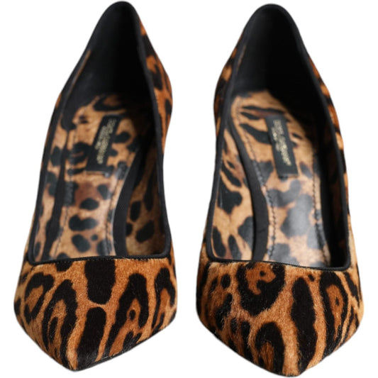 Dolce & Gabbana Brown Leopard Calf Hair Heels Pumps Shoes LA11992-36