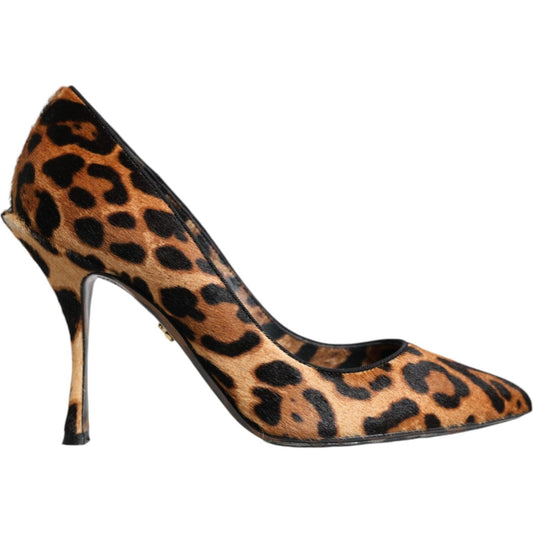 Dolce & Gabbana Brown Leopard Calf Hair Heels Pumps Shoes LA11992-36