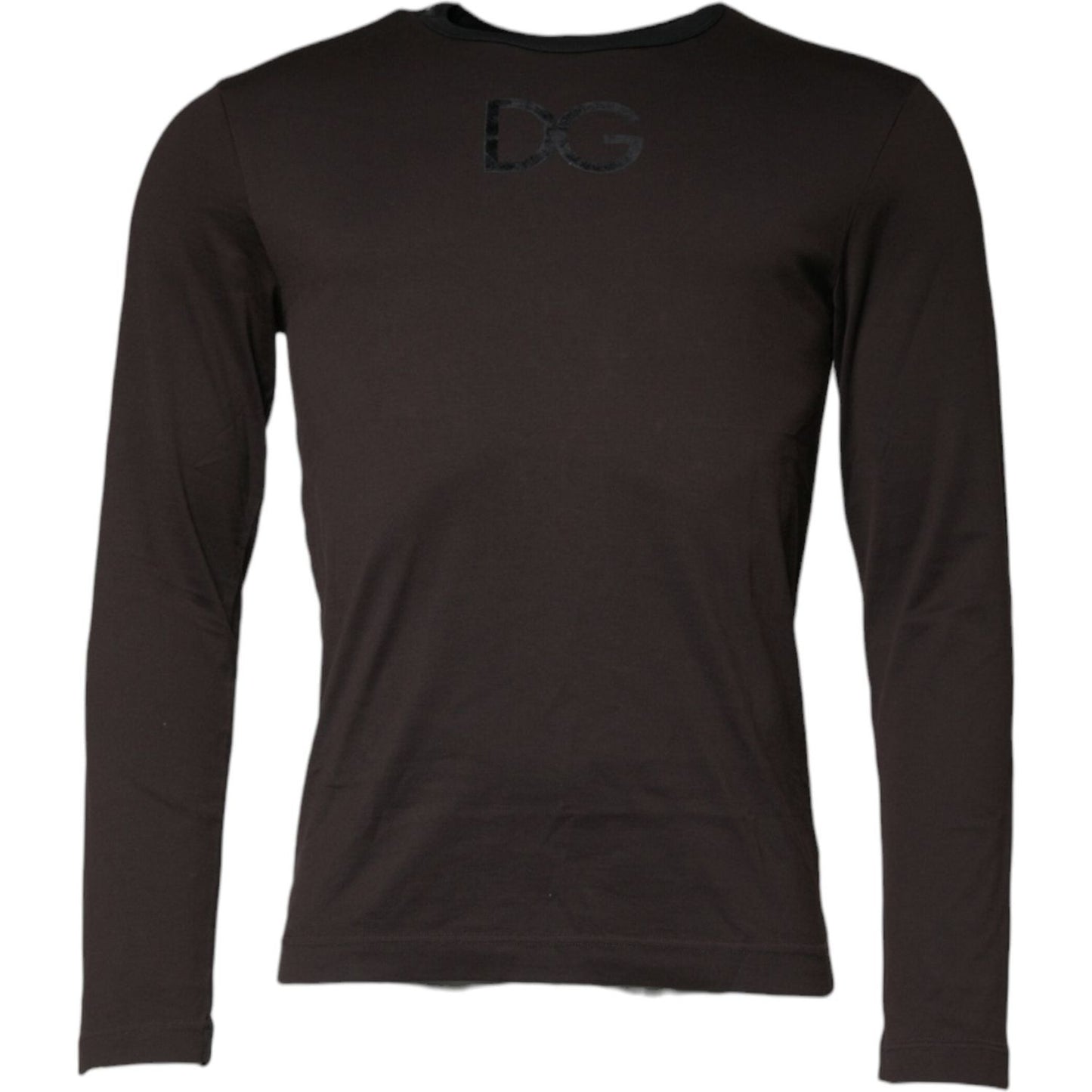 Dolce & Gabbana Brown Logo Cotton Crew Neck Pullover Sweater TSH86924-44