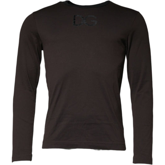 Dolce & Gabbana Brown Logo Cotton Crew Neck Pullover Sweater TSH86924-44