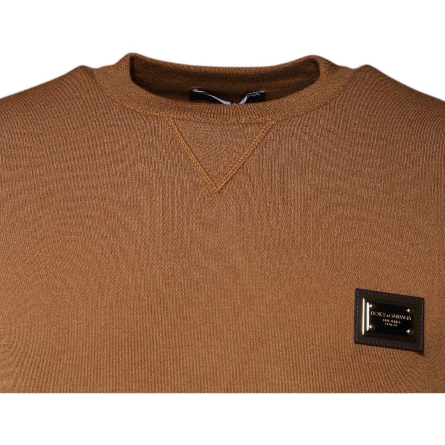 Dolce & Gabbana Brown Logo Plaque Crew Neck Pullover Sweater TSH87583-48