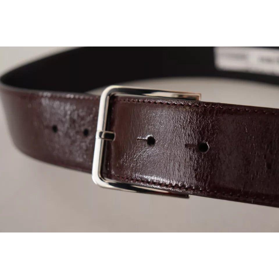 Dolce & Gabbana Dark Brown Leather Logo Engraved Metal Buckle Belt BEL8605-85