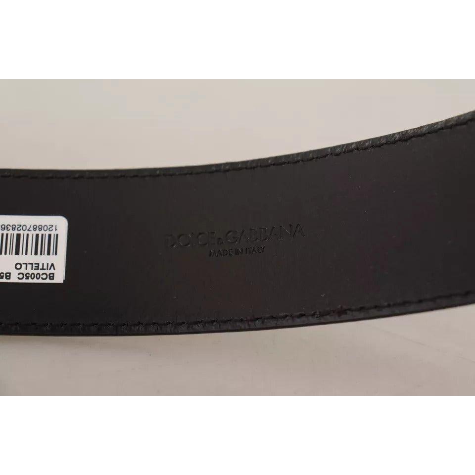 Dolce & Gabbana Dark Brown Leather Logo Engraved Metal Buckle Belt BEL8605-85