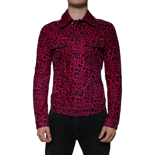 Dolce & Gabbana Fuchsia Leopard Button Down Collared Jacket TSH86590-48