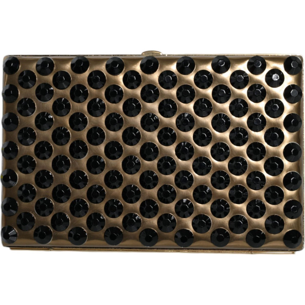 Dolce & Gabbana Gold Crystal Bifold Clutch Evening Party Women Purse Bag BAG1534