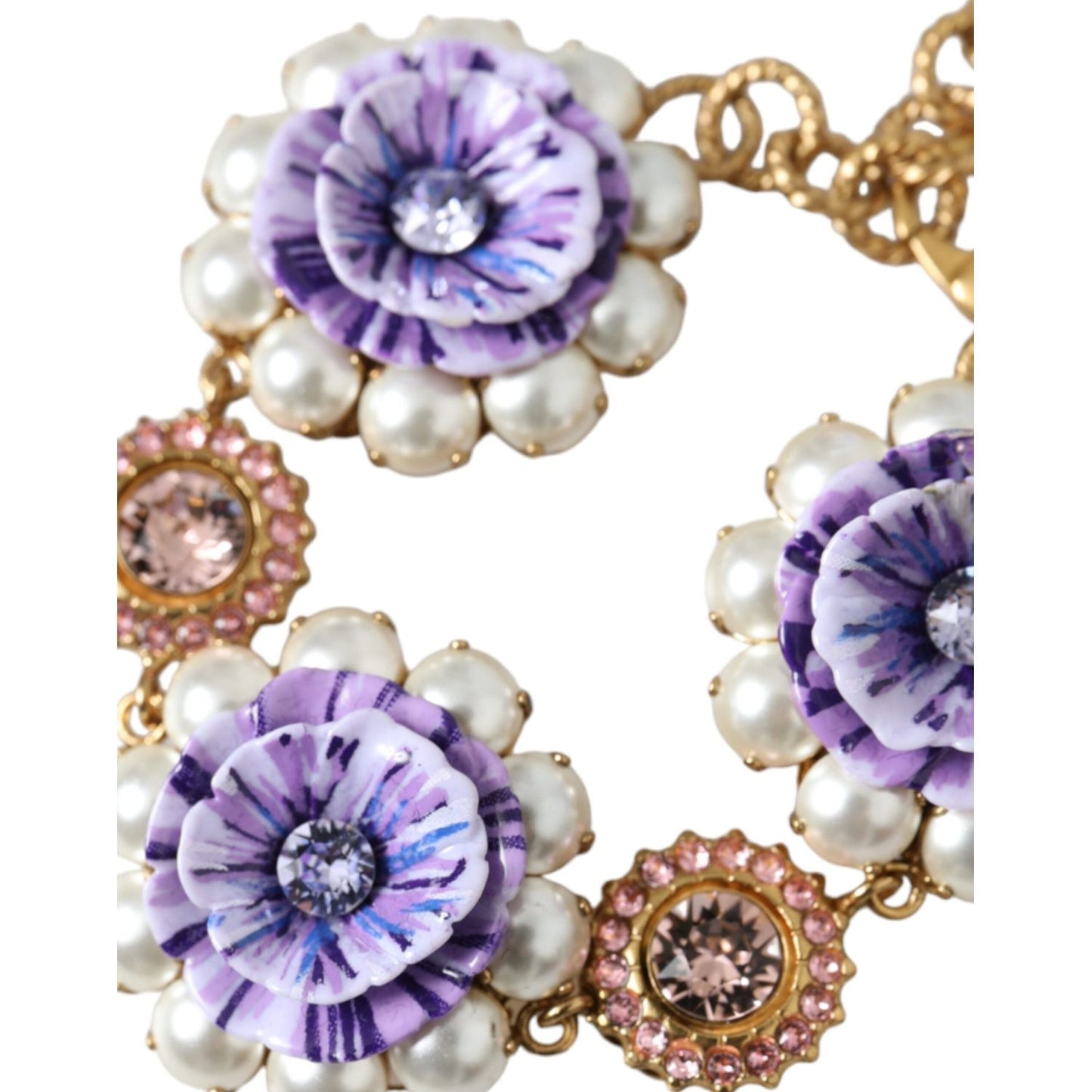 Dolce & Gabbana Gold FIORI BLOOMING Floral Baroque Crystals Bracelet SMY10238