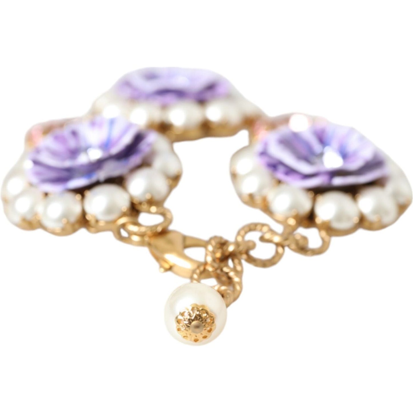 Dolce & Gabbana Gold FIORI BLOOMING Floral Baroque Crystals Bracelet SMY10238