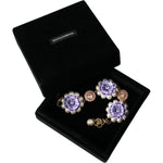 Dolce & Gabbana Gold FIORI BLOOMING Floral Baroque Crystals Bracelet SMY10238