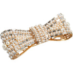 Dolce & Gabbana Gold Tone Brass Bow Crystal FauxPearl Embellished Brooch Brooch Dolce & Gabbana Light Gray