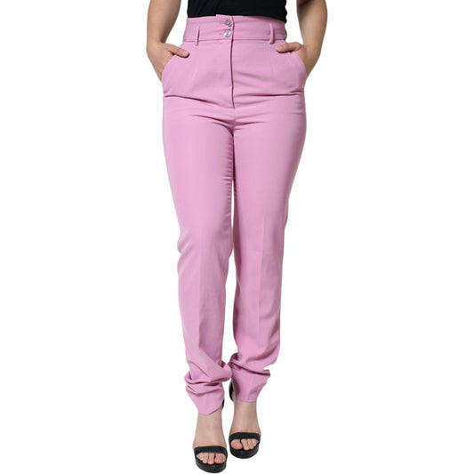 Dolce & Gabbana Pink Polyester High Waist Women Tapered Pants PAN75637-42