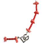 Dolce & Gabbana Silver Tone Brass Beaded Resin DG Logo Chain Necklace SMY10365