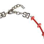 Dolce & Gabbana Silver Tone Brass Beaded Resin DG Logo Chain Necklace SMY10365