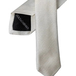 Dolce & Gabbana White Solid 100% Silk Adjustable Tie Dolce & Gabbana Gray