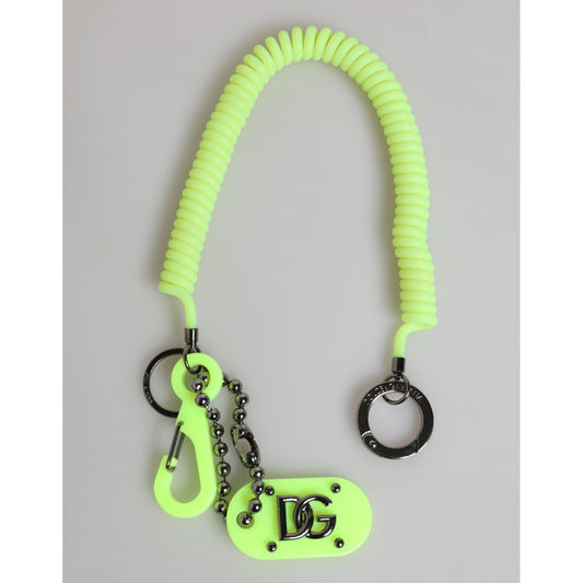 Dolce & Gabbana Green Springy Key Holder DG Logo Men's Keychain Keyring with logo detailing and spring design