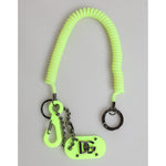 Dolce & Gabbana Green Springy Key Holder DG Logo Men's Keychain, vibrant green cord with durable metal charm.