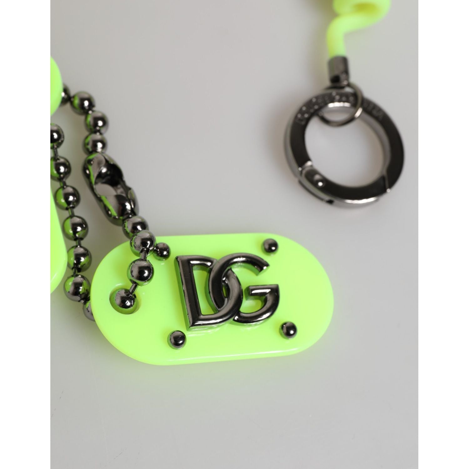 Dolce & Gabbana Green Springy Key Holder DG Logo Men's Keychain