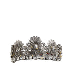 Dolce & Gabbana LED Crystal Embellished Silver Floral Filigree Crown Tiara with sparkling crystals and LED lights, couture accessory