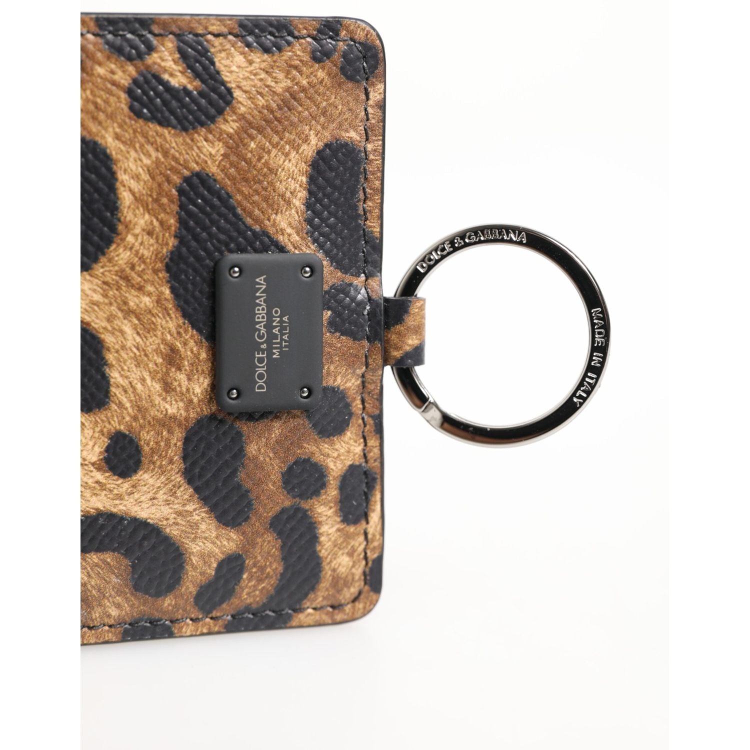 Dolce & Gabbana Leopard Print Leather Embossed Lanyard Card Holder Wallet