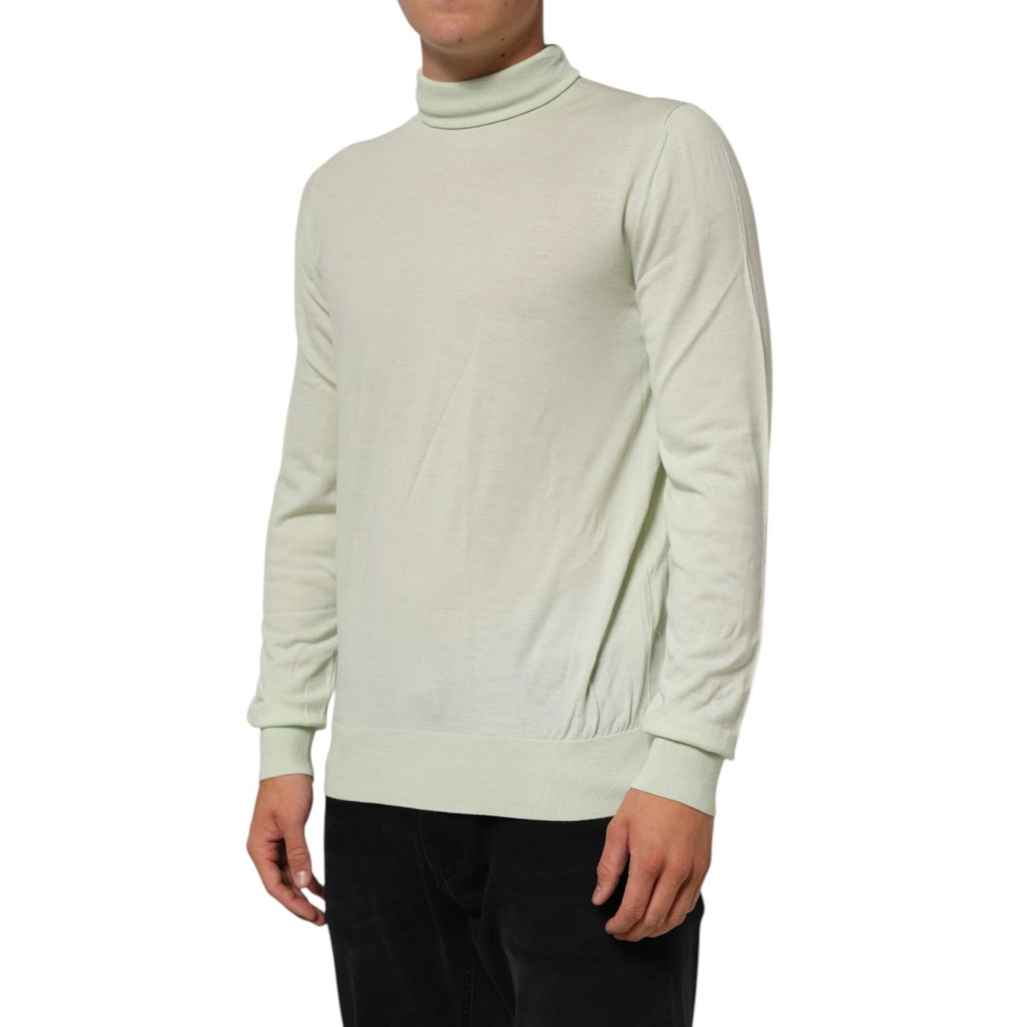 Dolce & Gabbana Light Green Logo TurtleNeck Pullover Sweater