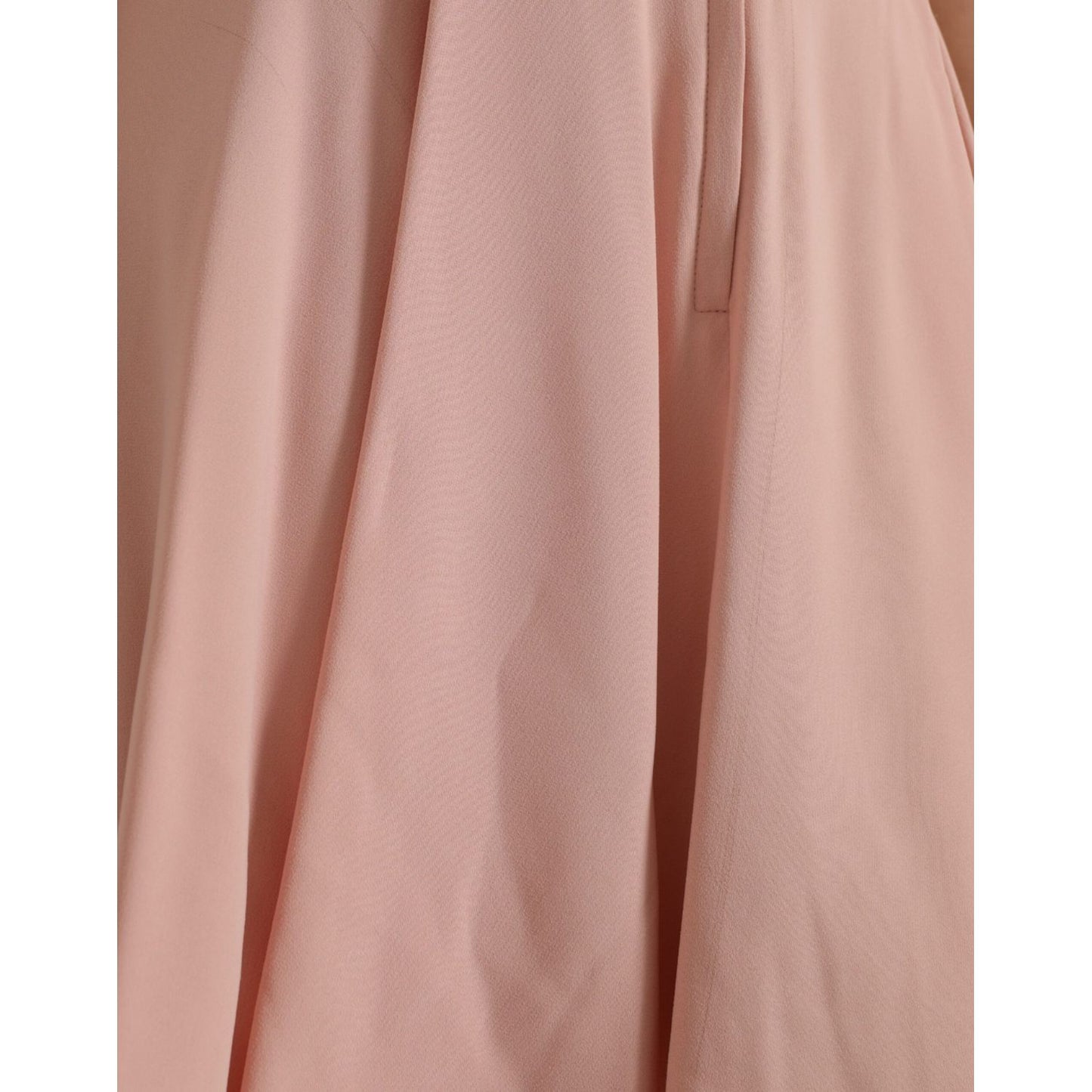 Close-up of Dolce & Gabbana Light Powder Rose Viscose Pleated Skirt, highlighting the luxurious fabric and elegant pleated design.