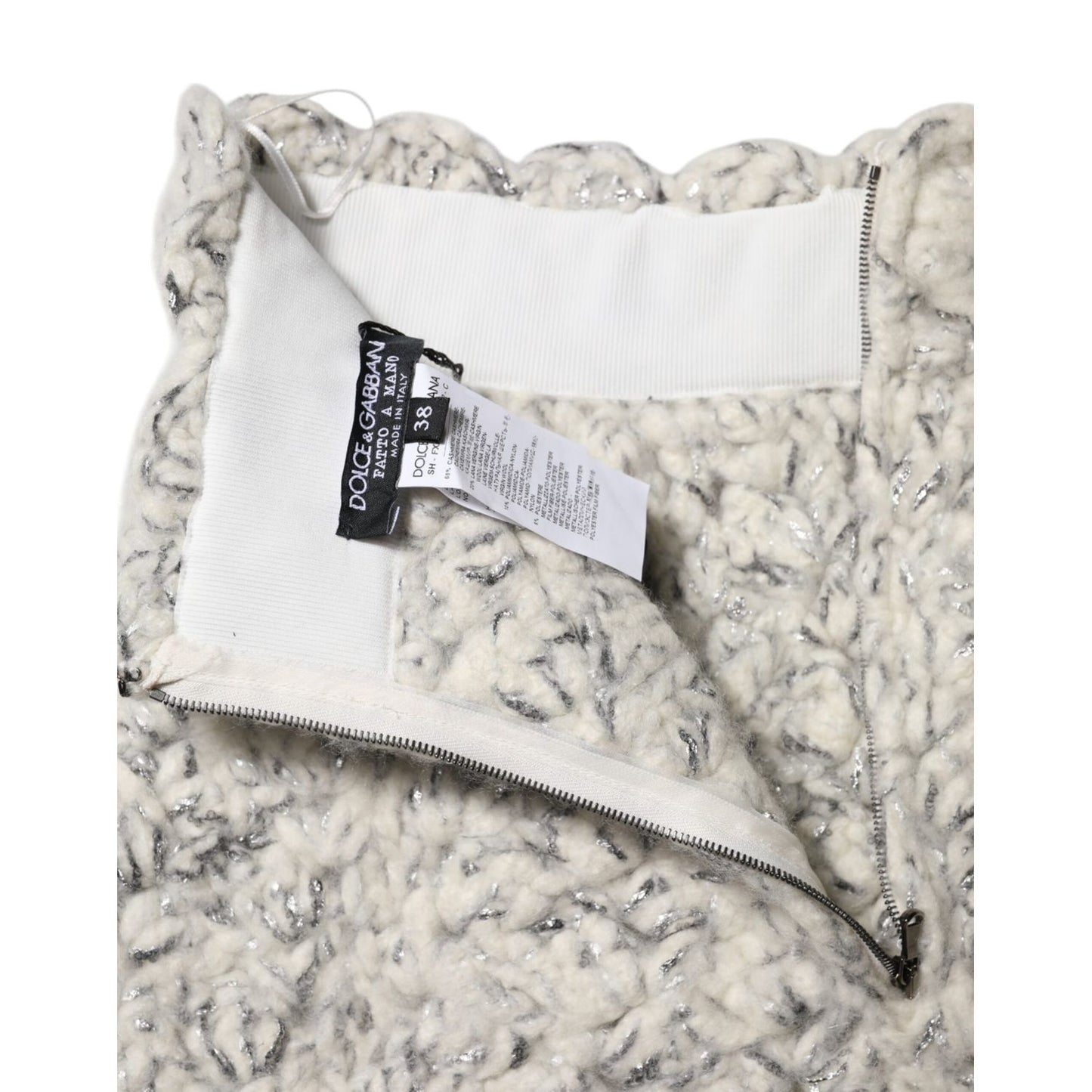 Dolce & Gabbana Metallic Bouclé Knit Cashmere Ruffled Shorts