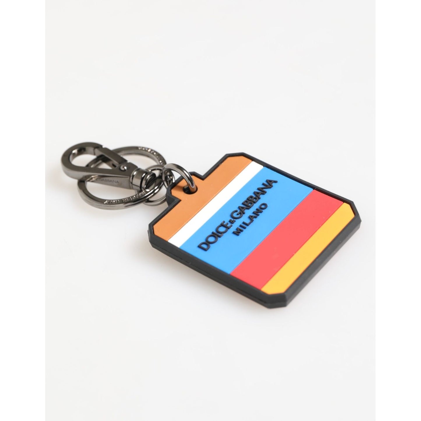 Dolce & Gabbana Multicolor DG Rubber Logo Silver Men's Keychain Keyring
