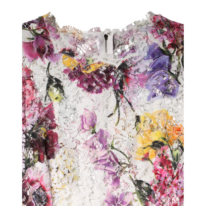 Dolce & Gabbana Multicolor Floral Long Sleeve A-line Dress