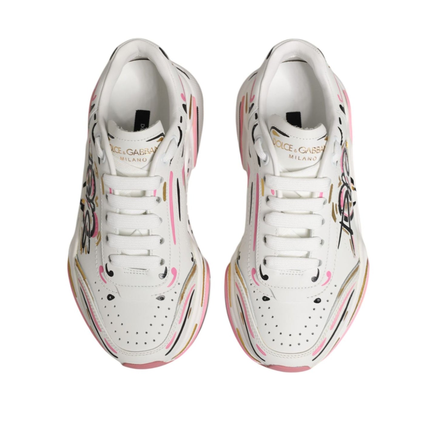 Dolce & Gabbana Multicolor Hand Painted DAYMASTER Sneaker Shoes with unique hand-painted details, showcasing artistic flair.