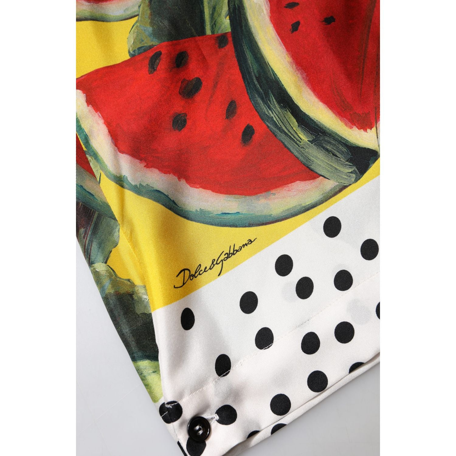 Dolce & Gabbana Multicolor Watermelon Collared Shirt Top