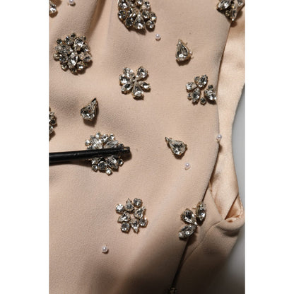 Dolce & Gabbana Nude Ecru Beaded Crystal Embellished Dress