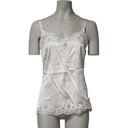 Dolce & Gabbana Off White Floral Lace Tank Lingerie Top Underwear