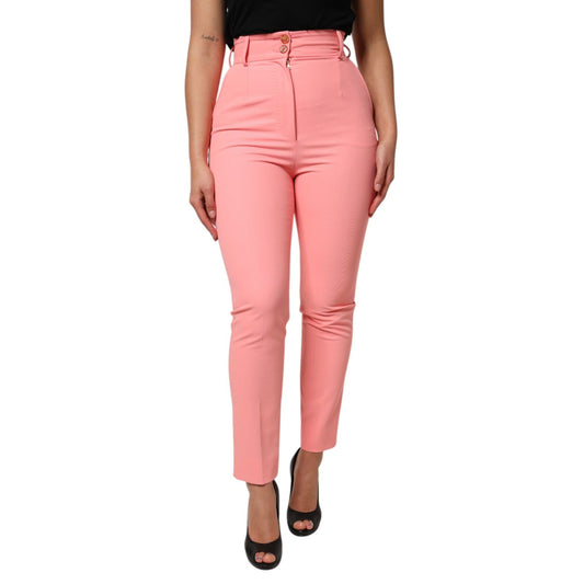 Dolce & Gabbana Pink High Waist Dress Tapered Trouser Pants, elegant pink tailored womenswear for chic occasions.