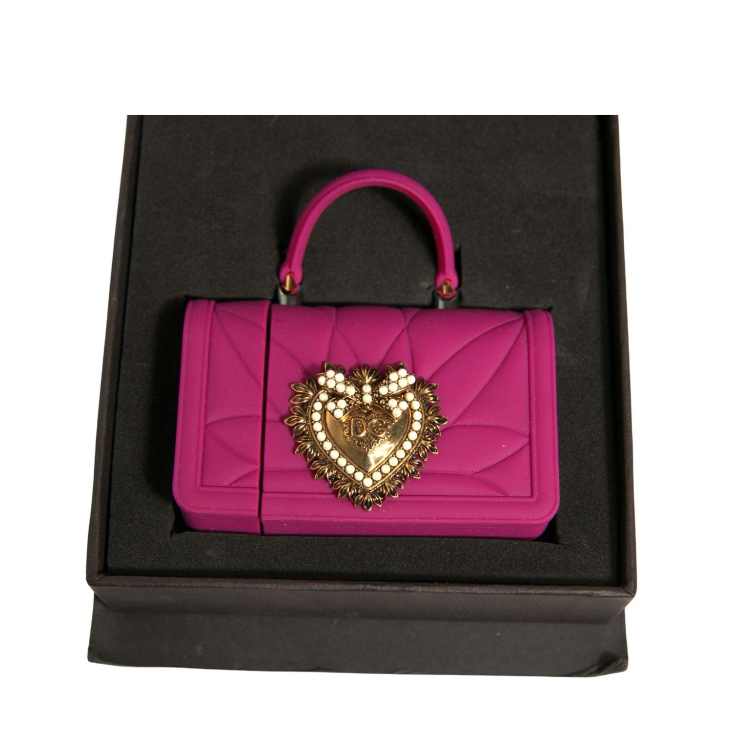 Dolce & Gabbana Pink Silicone Devotion Heart Cover Hand Bag Airpod Case