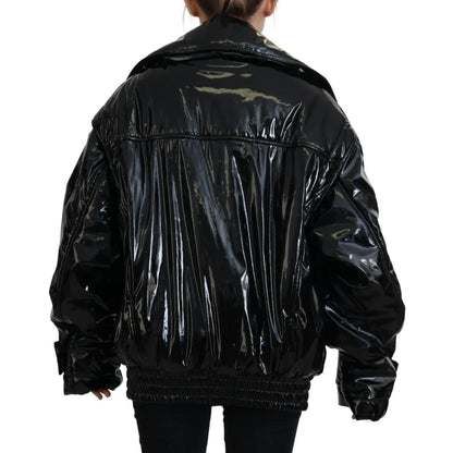 Dolce & Gabbana Polyester Black Shiny Blazer Women Jacket