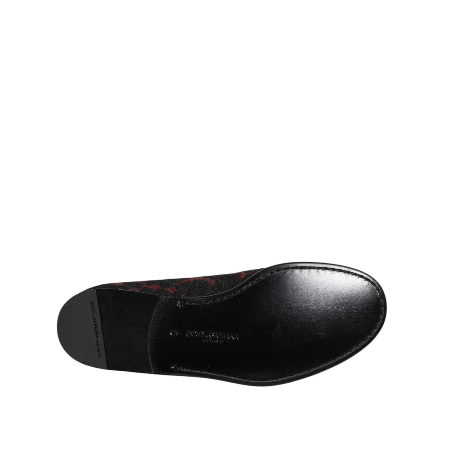 Dolce & Gabbana Red Black Jacquard Slip On Men Loafers Shoes
