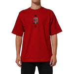 Dolce & Gabbana Red Logo Eye Print Cotton Short Sleeve T-shirt featuring logo and eye print on model front view
