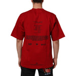 Back view of Dolce & Gabbana Red Logo Eye Print Cotton Short Sleeve T-shirt, featuring brand details and comfortable fit.