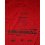 Backprint of Dolce & Gabbana Red Logo Eye Print Cotton Short Sleeve T-shirt featuring creative text and symbols in black.