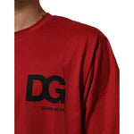Dolce & Gabbana Red Logo Print Cotton Short Sleeve T-shirt displaying DG logo