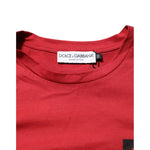 Dolce & Gabbana Red Logo Print Cotton Short Sleeve T-shirt featuring crew neck and label, made in Italy.