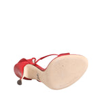 Dolce & Gabbana Red Satin Crystals Keira Sandals Heel Shoes