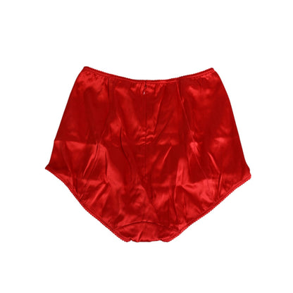 Dolce & Gabbana Red Silk Satin High-Waist Briefs Women Underwear, Italian crafted luxury lingerie in vibrant red satin.