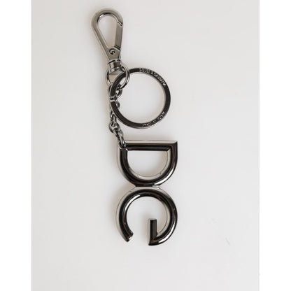 Dolce & Gabbana Silver Brass DG Logo Metal Keychain Holder Men Keyring
