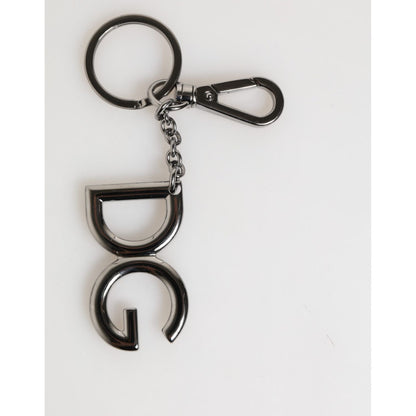 Dolce & Gabbana Silver Brass DG Logo Metal Keychain Holder Men Keyring