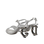 Dolce & Gabbana Silver Leather DG Heels Keira Sandals Shoes
